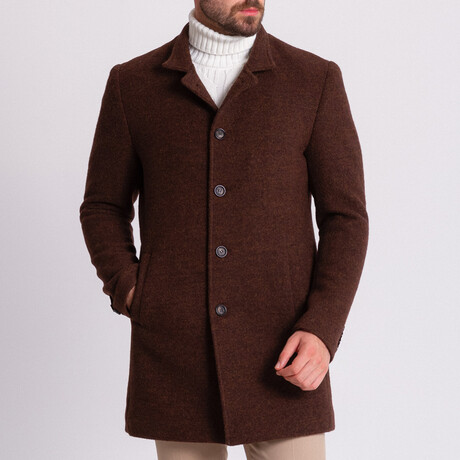 Mandrin Collar Coat // Brown (Euro: 46)