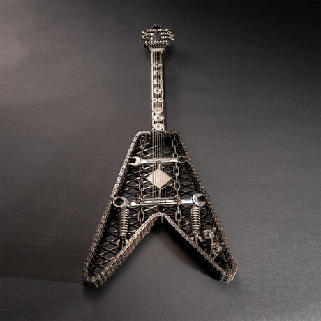 The Flyer //  Electric Style Guitar Sculpture // Heavy Metal Art