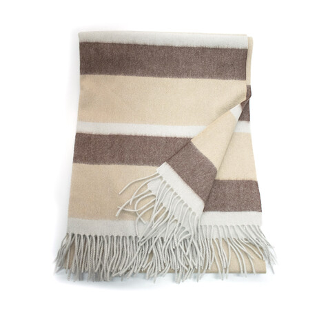 Cashmere Striped Throw + Fringes // Pelican Combo
