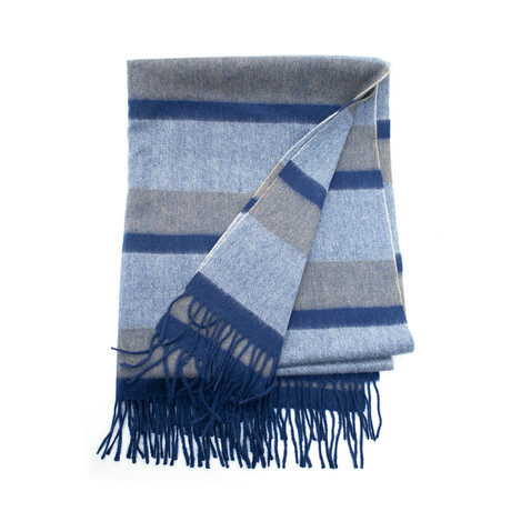 Cashmere Striped Throw + Fringes // Sapphire Combo
