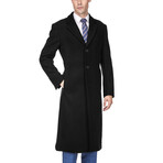Frank Knee Length Three Button Overcoat // Black (Small)