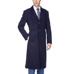 Marc Knee Length Three Button Overcoat // Navy (Small)