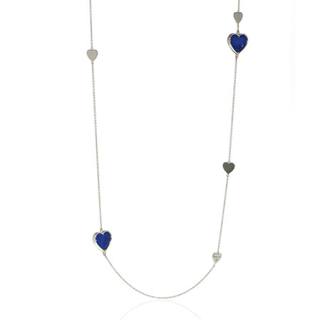 18k White Gold Diamond + Lapis Necklace // 32" // Store Display