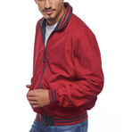 Double Sided Leather Jacket // Navy Blue + Burgundy (L)