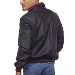 Double Sided Leather Jacket // Black + Burgundy (4XL)