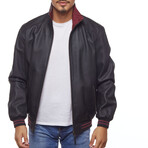 Double Sided Leather Jacket // Black + Burgundy (XL)