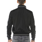 Double Sided Leather Jacket // Navy Blue + Black (S)