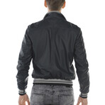 Double Sided Leather Jacket // Navy Blue + Black (S)
