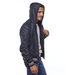 Double Sided Leather Jacket // Navy Blue + Anthracite (S)