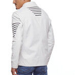 Double Sided Leather Jacket // White + Navy Blue (XS)