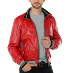Double Sided Leather Jacket // Red + Black (4XL)