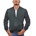 Double Sided Leather Jacket // Black + Olive Green (L)