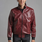 Double Sided Leather Jacket // Burgundy + Black (XL)