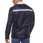 Double Sided Leather Jacket // White + Navy Blue (4XL)