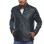 Double Sided Leather Jacket // Black + Green (M)