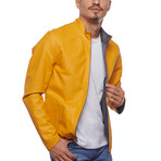 Double Sided Leather Jacket // Gray + Yellow (3XL)