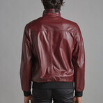 Double Sided Leather Jacket // Burgundy + Black (XS)
