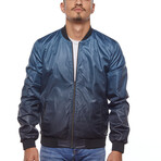Double Sided Leather Jacket // Black + Blue (4XL)