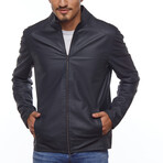 Double Sided Leather Jacket // Navy Blue + Maroon (M)