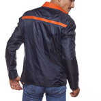Double Sided Leather Jacket // Orange + Navy Blue (XS)
