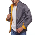 Double Sided Leather Jacket // Gray + Yellow (3XL)