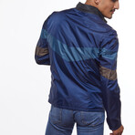 Double Sided Leather Jacket // Navy Blue + Blue (L)