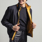 Double Sided Leather Jacket // Yellow + Black (M)