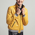 Double Sided Leather Jacket // Yellow + Black (4XL)