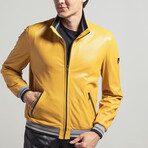 Double Sided Leather Jacket // Yellow + Black (2XL)