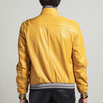 Double Sided Leather Jacket // Yellow + Black (S)