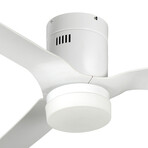 SPEZIA // 52" 3-Blade Flush Mount Smart Ceiling Fan + LED Light Kit w/ Remote (Gold Finish/Black Fan Blades)