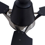EUNOIA // 52" 3-Blade Smart Ceiling Fan + LED Light Kit w/ Wall Switch (Brushed Nickel Finish/Black Fan Blades)