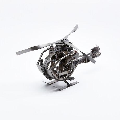 Helicopter Upcycled Auto Part Sculpture