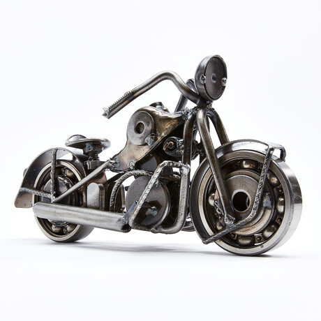 Rustic Standard Motorbike Auto Part Statuette