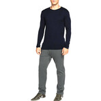 Cashmere Blend Crew Neck Sweater // Navy Blue (XL)