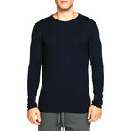 Cashmere Blend Crew Neck Sweater // Navy Blue (L)