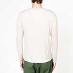 Linen Crew Neck Sweater // Beige (M)