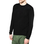 Linen Crew Neck Sweater // Black (L)