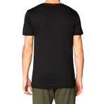 Silk Blend Double Layer Crew Neck T-Shirt // Black (L)