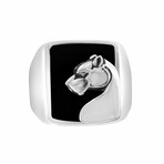 Sterling Silver + Onyx Panther Profile Ring // Ring Size: 10