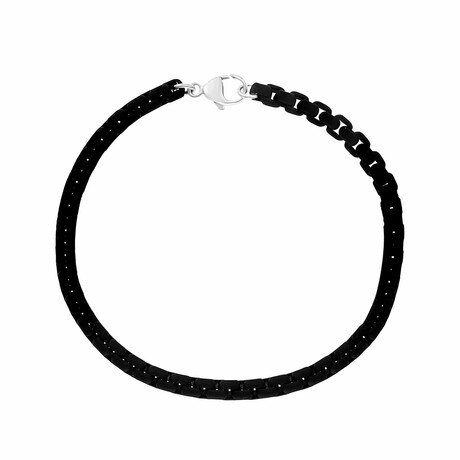 Black Plated Sterling Silver Link Bracelet I // 8.5"