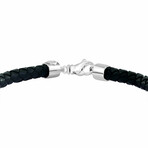 Sterling Silver + Leather Braided Bracelet // 8"