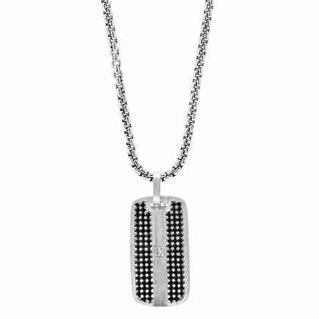 Sterling Silver Chain + Diamond Tag Pendant Necklace // 18"