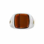 18k Gold + Sterling Silver + Tigers Eye Ring // Ring Size: 10