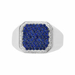 Sterling Silver Diamond + Sapphire Ring // Ring Size: 10