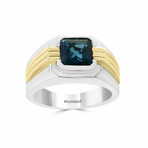 14k Gold + Sterling Silver + Blue Topaz Ring // Ring Size: 10