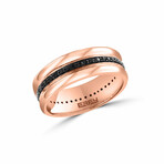 14k Rose Gold Plated Sterling Silver + Black Sapphire Ring // Ring Size: 10