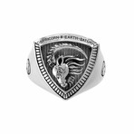 Sterling Silver Caprigorn Signet Ring // Ring Size: 10