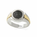 14k Gold + Sterling Silver + Black Sapphire Ring // Ring Size: 10