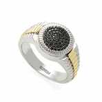 14k Gold + Sterling Silver + Black Sapphire Ring // Ring Size: 10